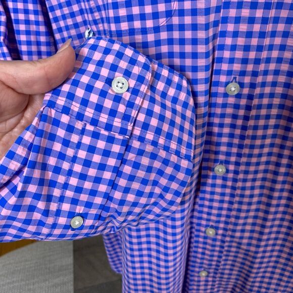 Vineyard Vines Harbor Shirt Blue Pink Check Vented Button Front Men's XL - Picture 6 of 9